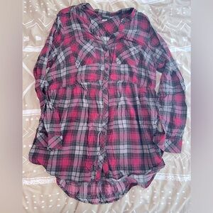 Torrid Pink and Black Plaid Tunic Shirt